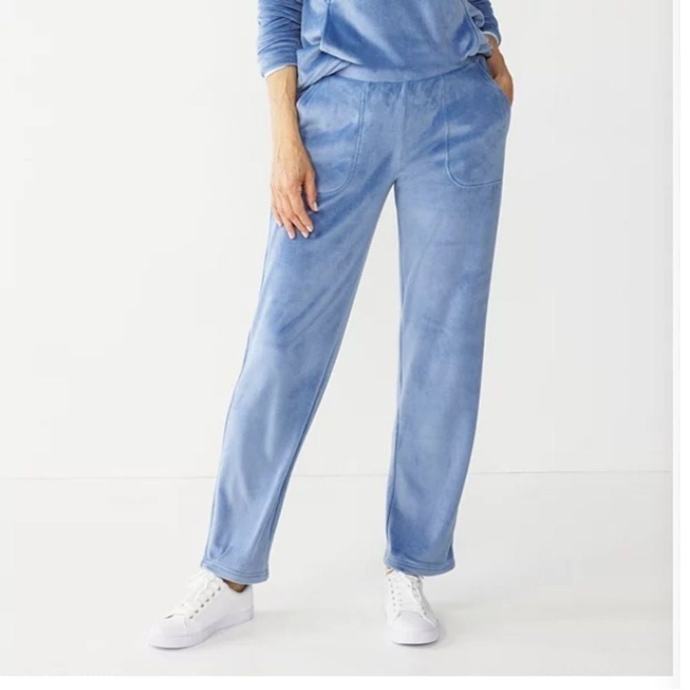 NWT Croft & Barrow velvet gray straight mid rise the lush velour pants size XXL